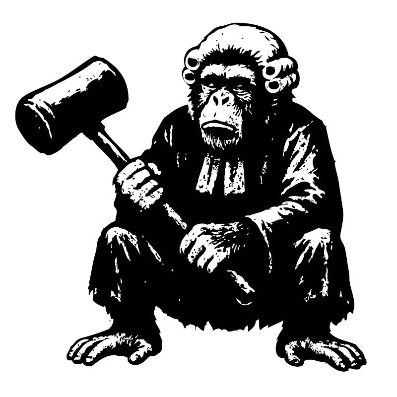 Rebellischer Affenrichter mit Hammer