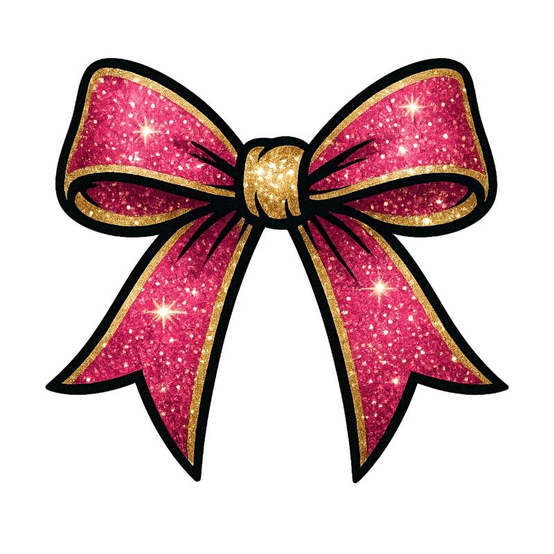 Pink Glitzer Schleife Goldrand