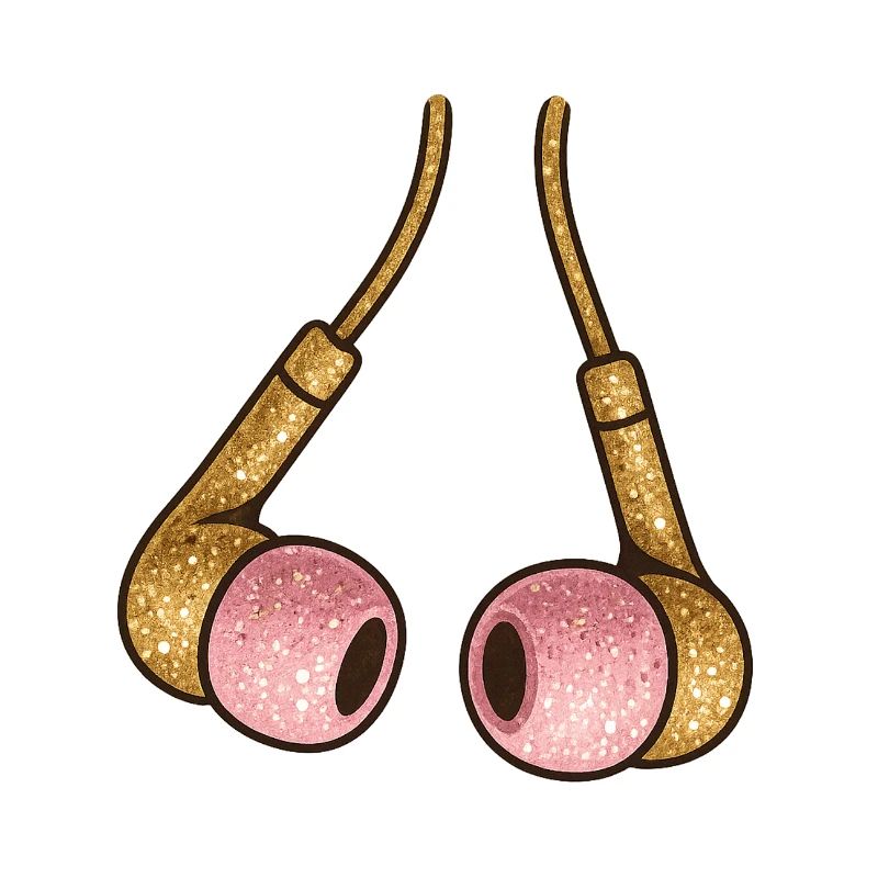Goldglitzer Ohrhörer Pink