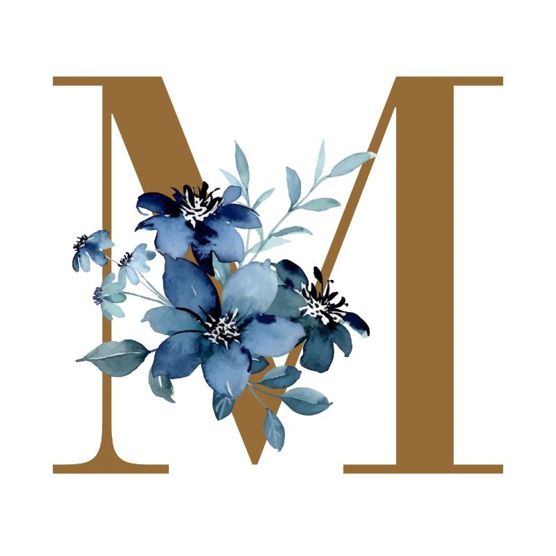 Monogramm M mit Blaublüten