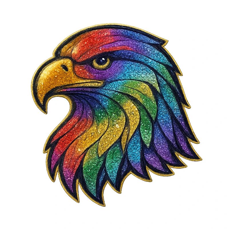 Regenbogen Adler Kopf Patch