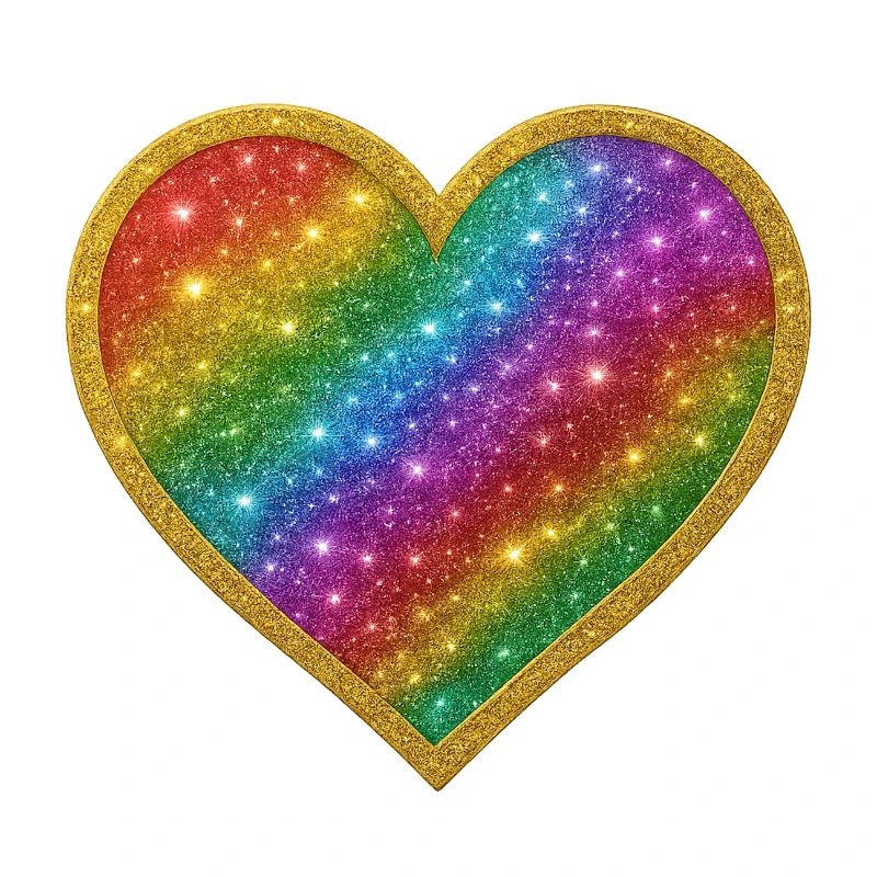 Regenbogenherz mit Goldrand