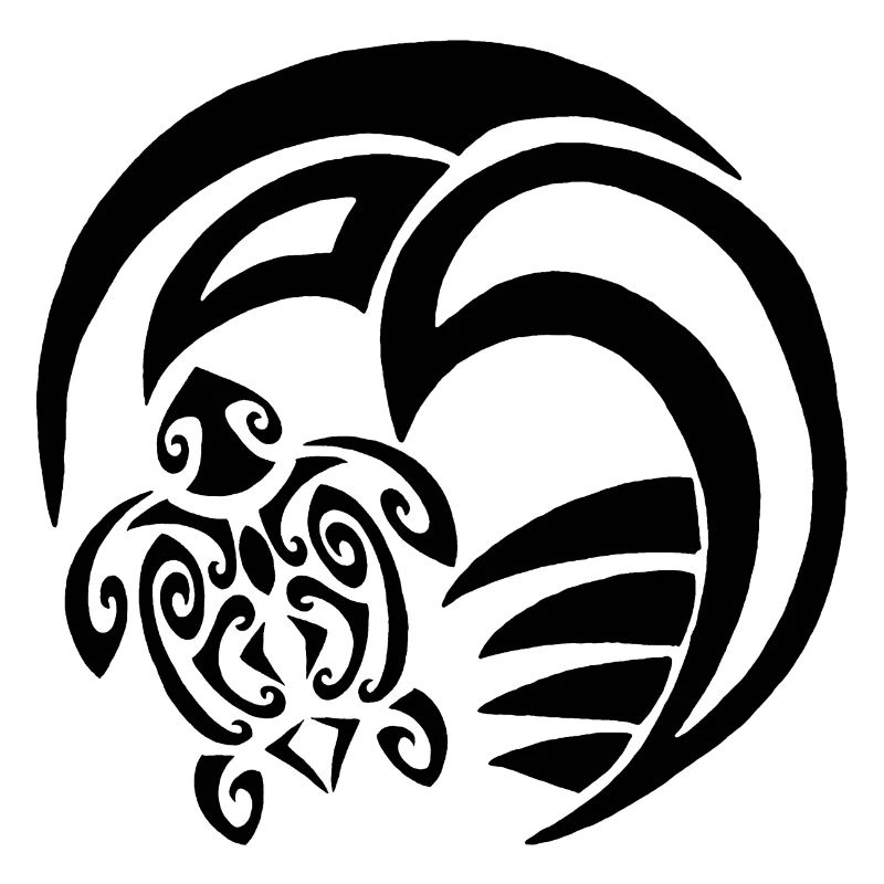 Black turtle and ocean