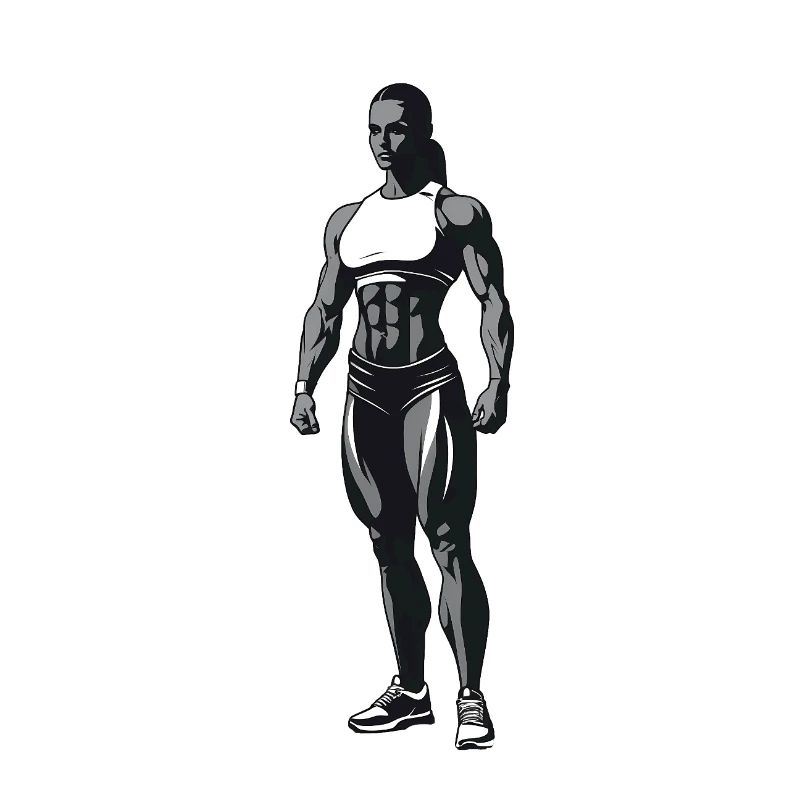 Weiblicher Bodybuilder - Cooles Silhouetten-Logo