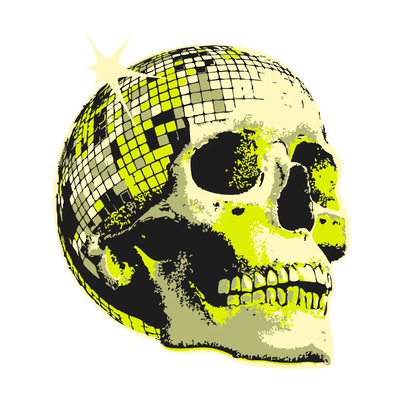 Neon Totenkopf Disco Kugel