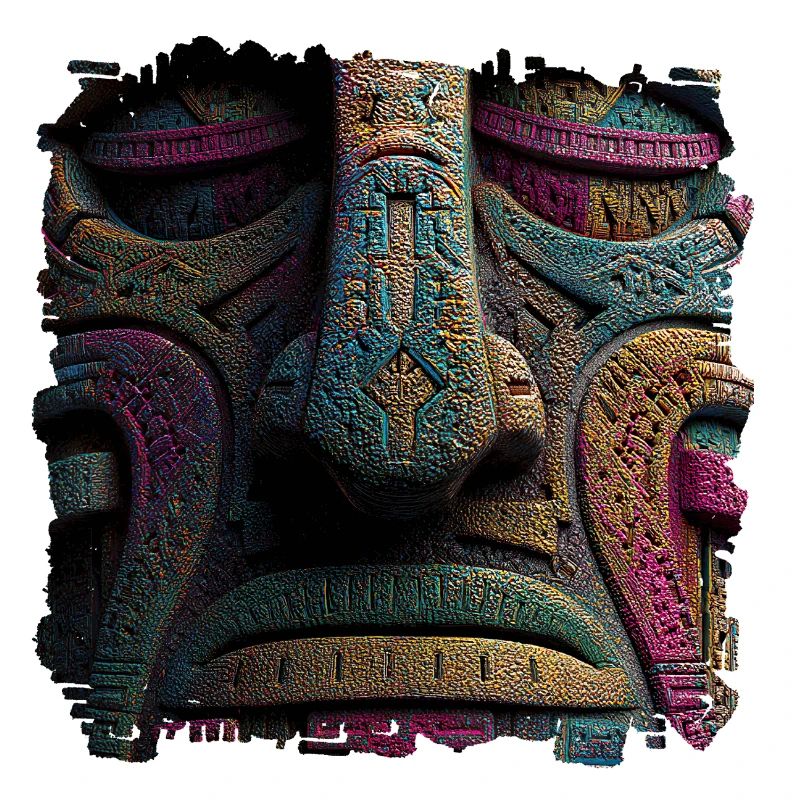 Aztekische Farbrelief Totemmaske