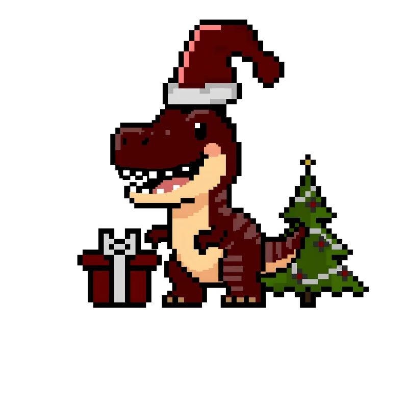 Pixel Dino Weihnachtsdino
