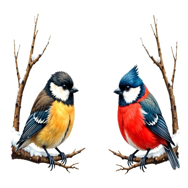 Zwillingssingvögel im Winter