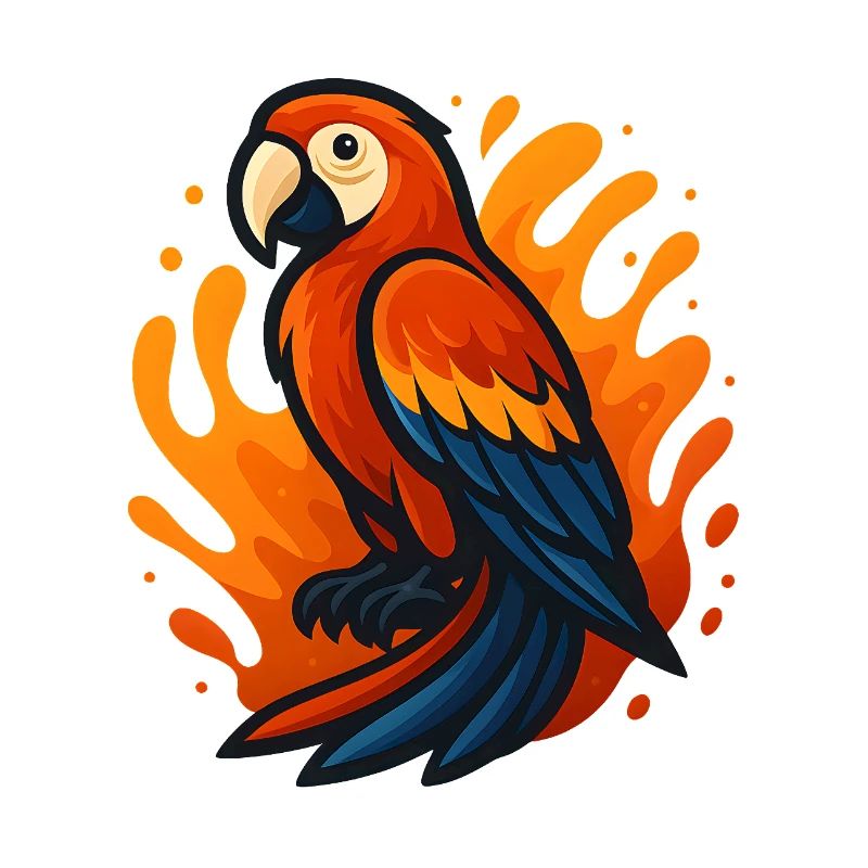 Feuerflammender Ara Papagei Illustration
