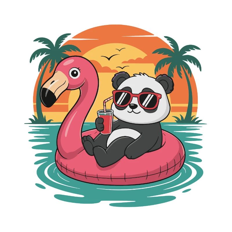 Lustiger Panda tropischer Sommer-Flamingo-Float