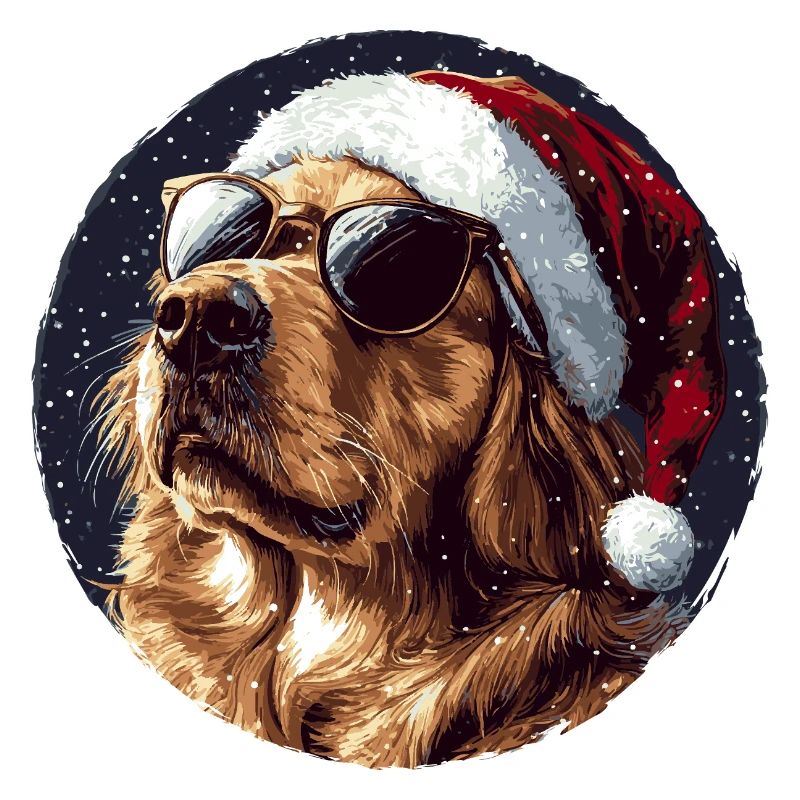 Weihnachtshund mit Sonnenbrille