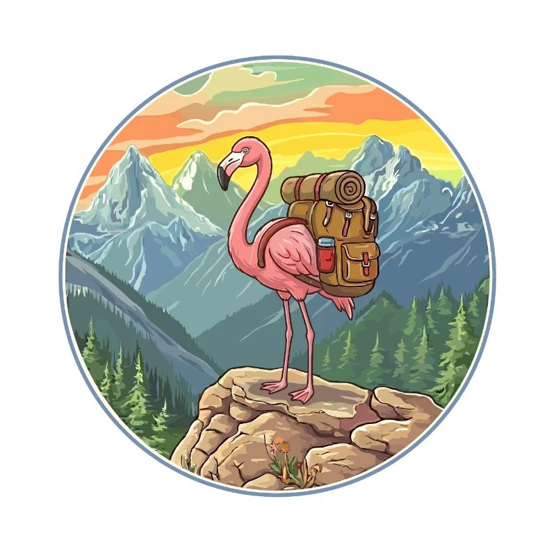 Süßes Flamingo-Wandern Camping Bergabenteuer