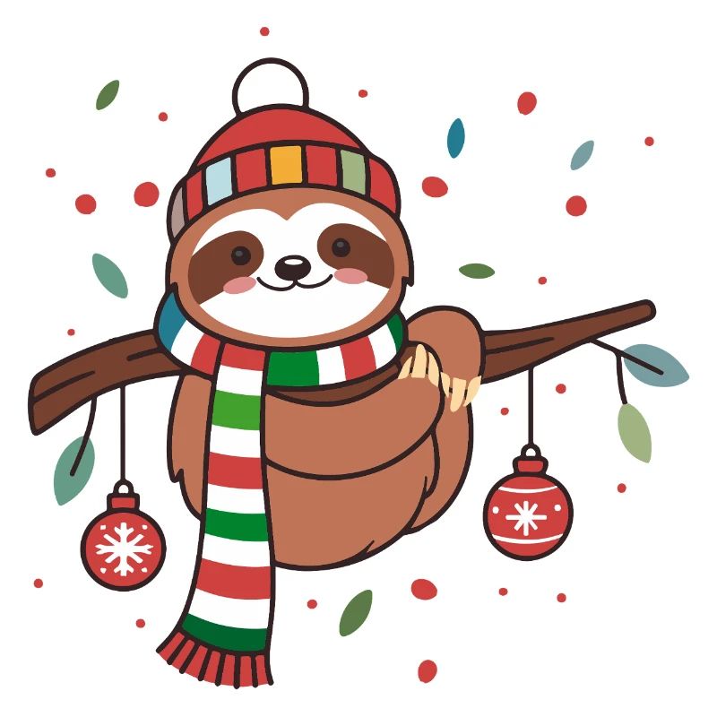 Niedliches Weihnachtsfaultier mit Wintermütze