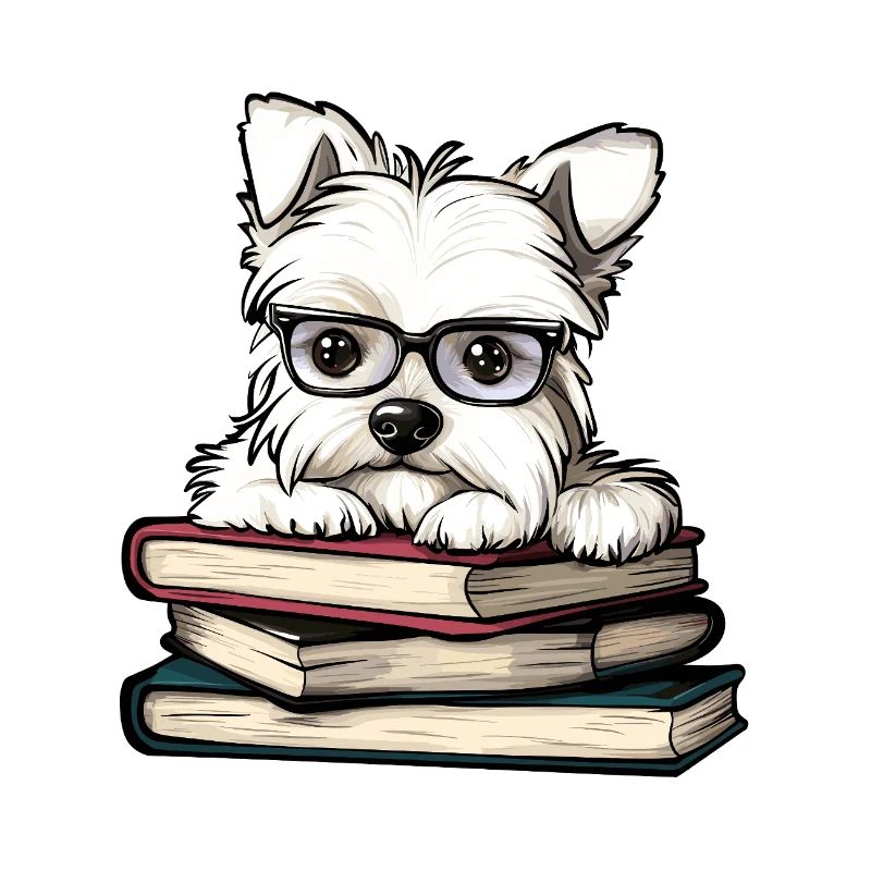Süßes Westie-Hundelesebuch mit Brille