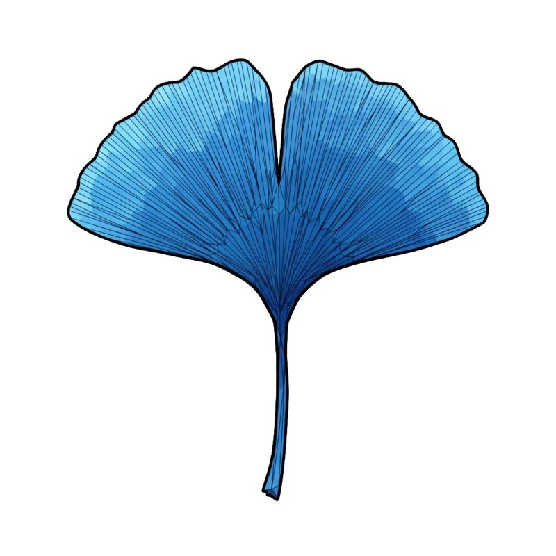 Ginkgo Blau Blattsilhouette