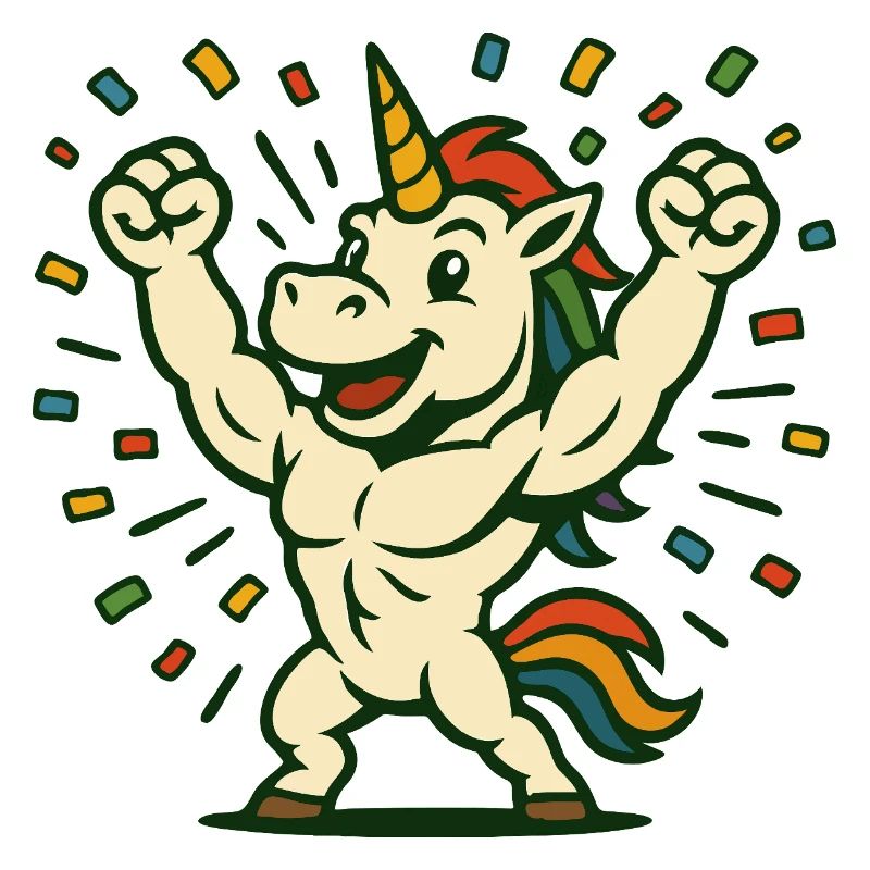 Feier starker Einhorn-Flexing-Partykunst