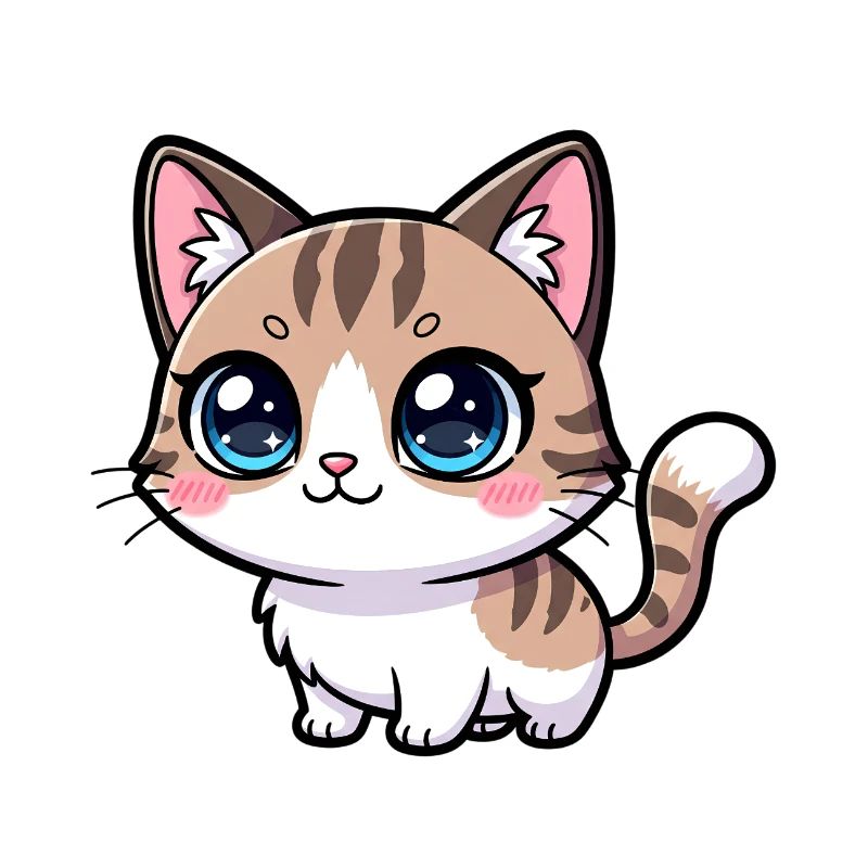 Kawaii Tabby-Kätzchen Großäugig