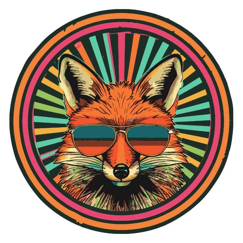 Retro Fuchs mit Sonnenbrille