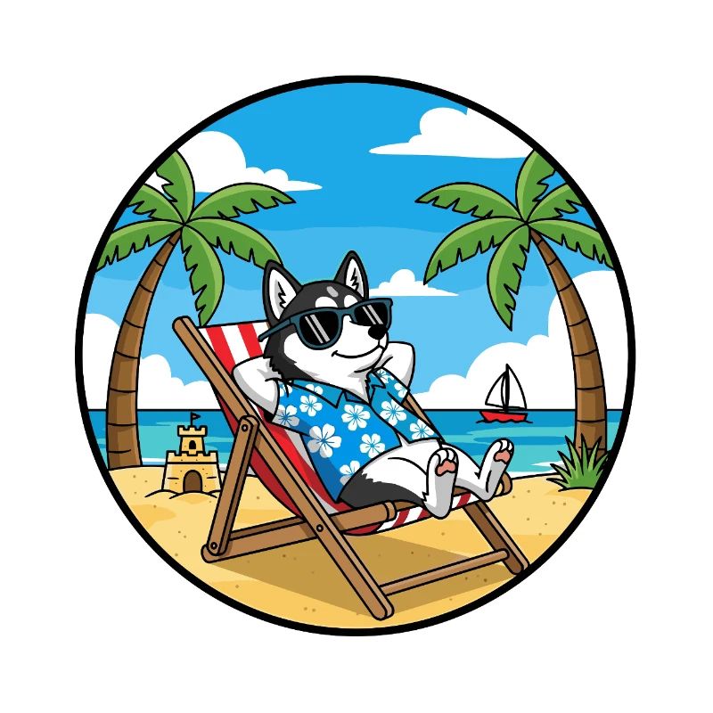 Coole Husky-Strandurlaubs-Sommervibes