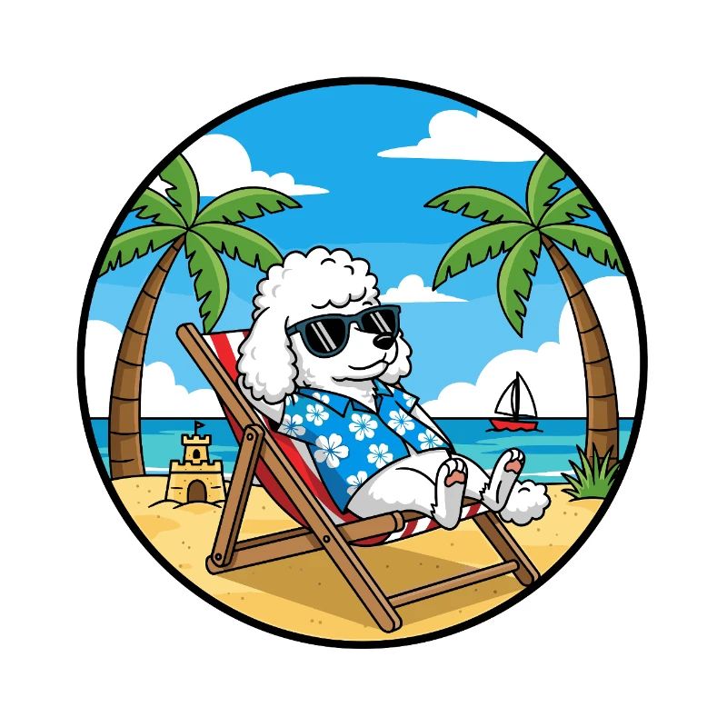 Coole Pudel-Strandurlaubs-Sommerstimmung