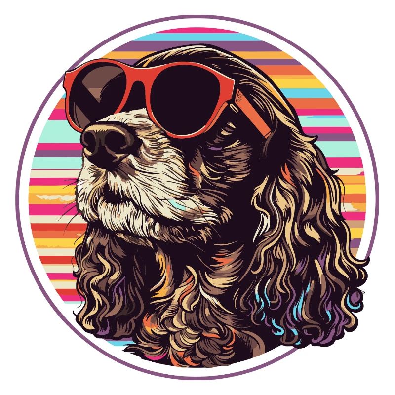 Sonnenbrillen-Hund im Retro-Ring