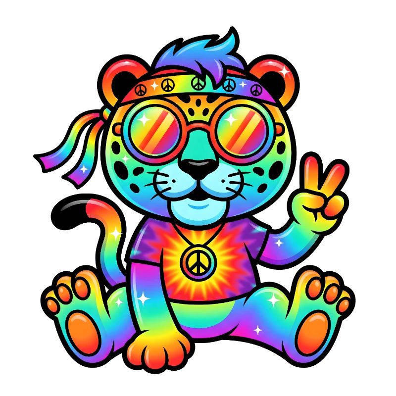 Psychedelischer Hippie-Jaguar