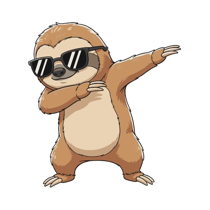 Cool Dabbing Sloth Sonnenbrillen-Cartoon-Kunst