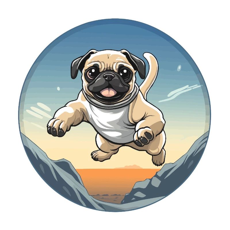 Pug Sprung über Berglandschaft