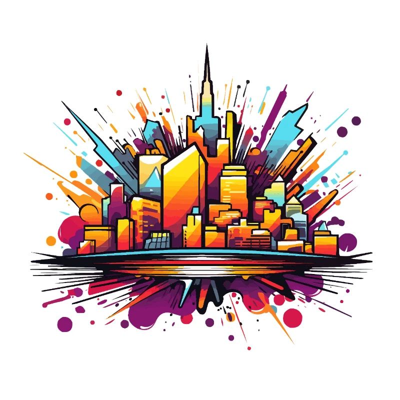 Bunte Stadtsilhouette Explosion