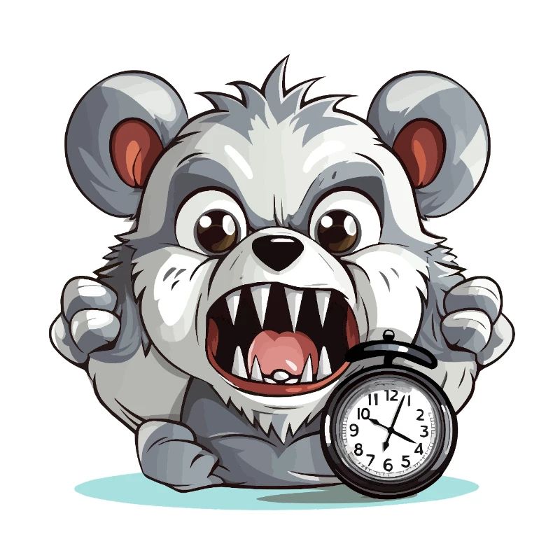 Aggressiver Panda mit Wecker