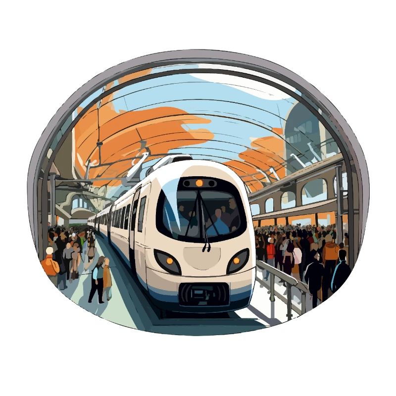 Zug am Orangendrahtbahnhof