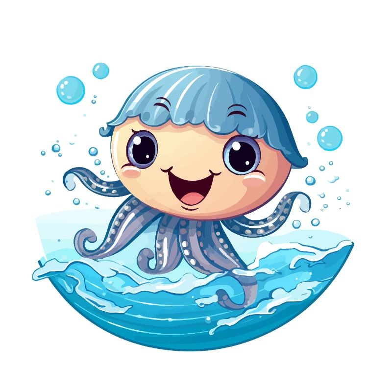 Kawaii-Qualle im Meeresrauschen