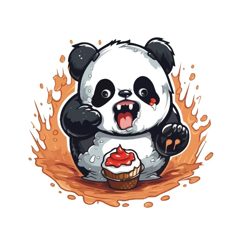 Panda Feuer Cupcake Cartoon
