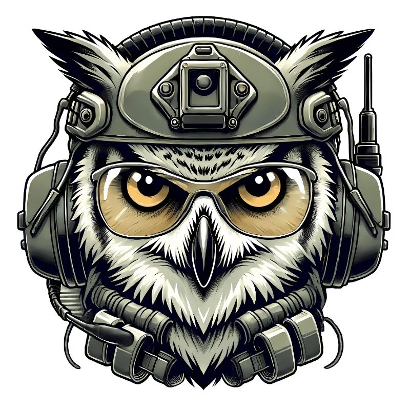 Taktische Eule mit Helm