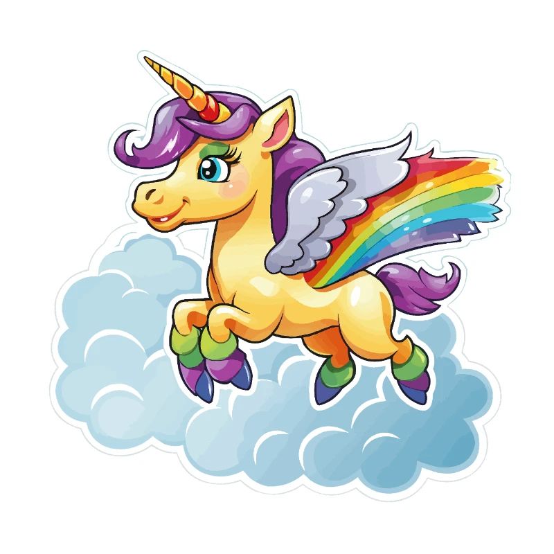 Regenbogen-Einhorn auf Wolke