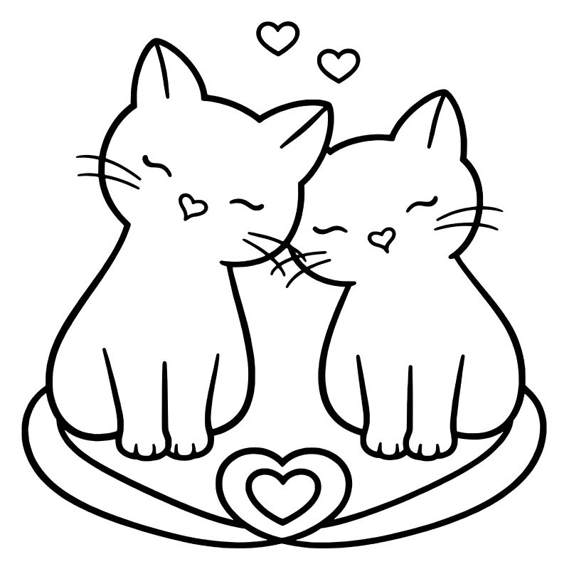 Amour de couple de chats mignons | Douce Romance