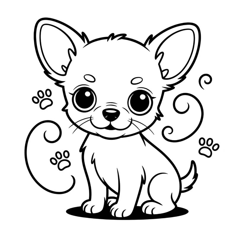 Chihuahua Strichzeichnung mit Pfoten