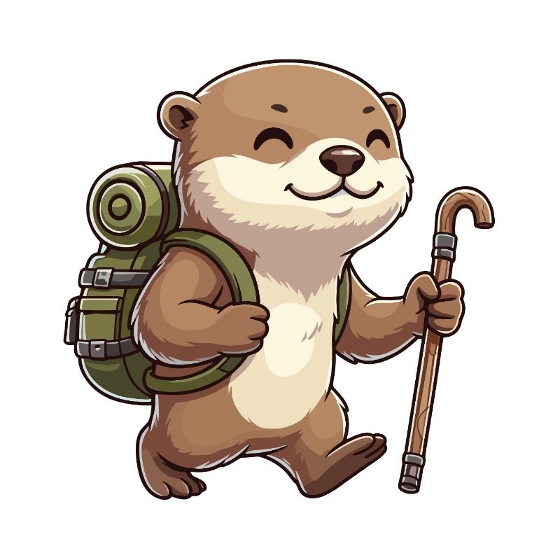 Niedliche Wander-Otter-Tier-Trekking-Kunst