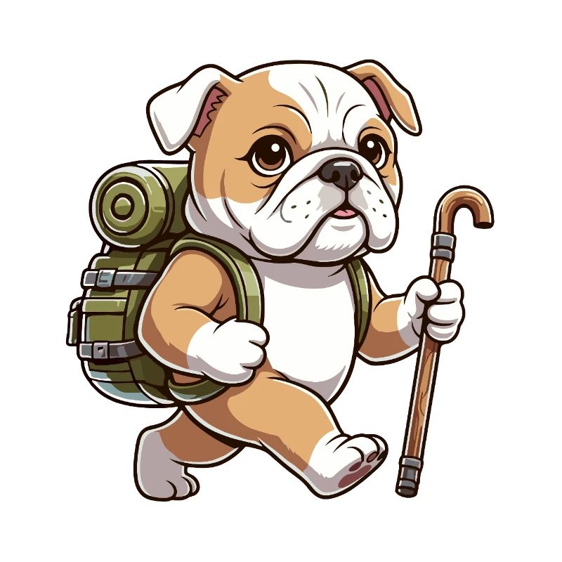 Niedliche Wander-Bulldog-Hunde-Trekkingkunst