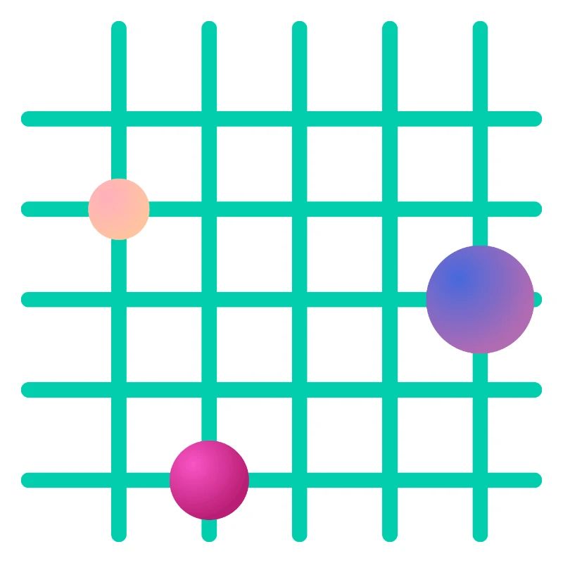 Geometrisches Grid mit Farb-Sphären