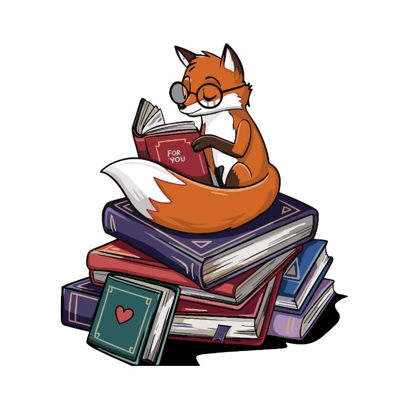 Bücherwurm-Fuchs-Tierlese-Bücher Kunst