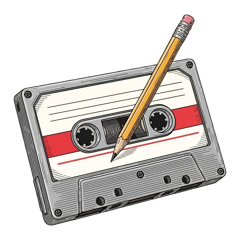 Analogkassette mit Bleistift