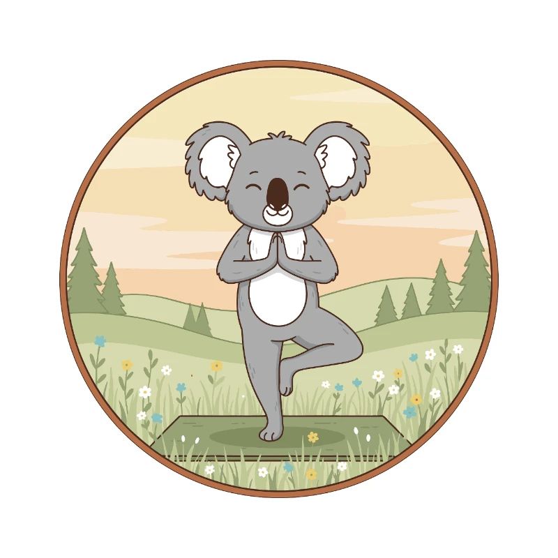 Yoga-Koalabär macht Baumposen-Kunst