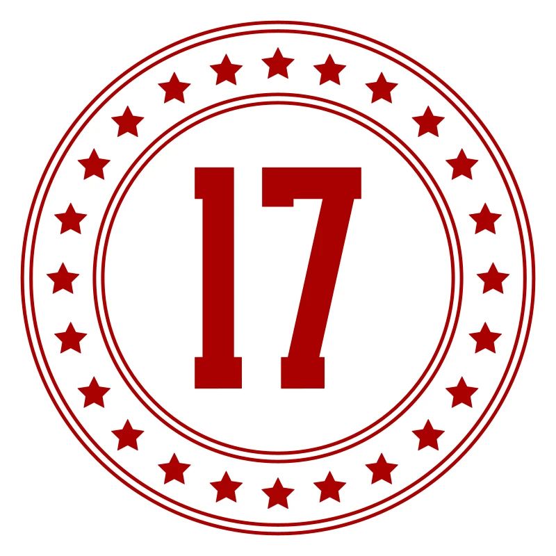 Rotes Jubiläumsbadge 17