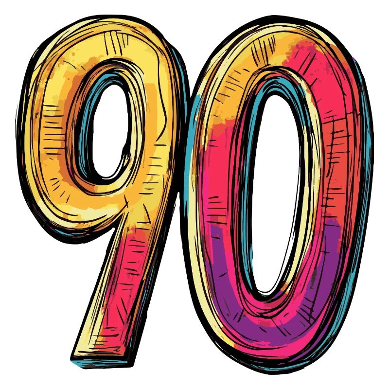 90 Zahl Bunt