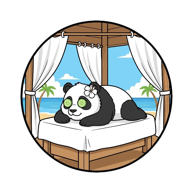 Beach Spa Panda Bear Relaxing Art