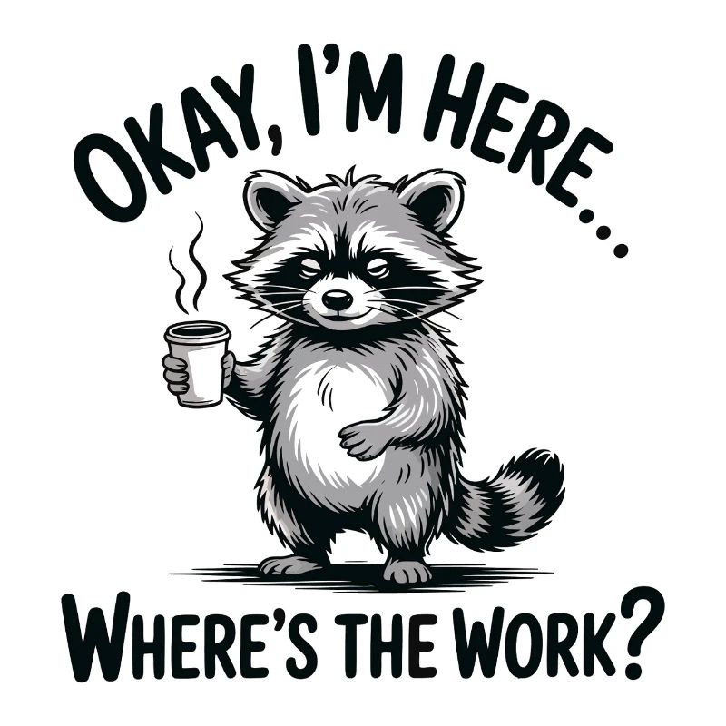 Lustiger Waschbär-Kaffee-Büro-Humor