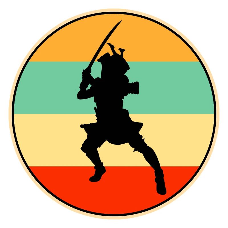 Samurai Warrior Retro Sunset Vintage-Silhouette