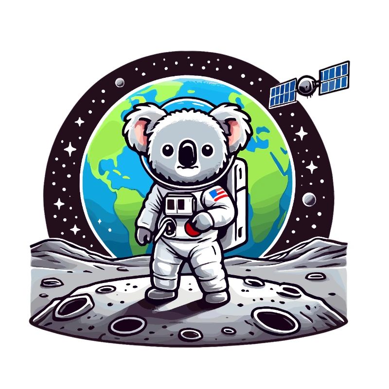 Koala Astronaut auf Mondboden