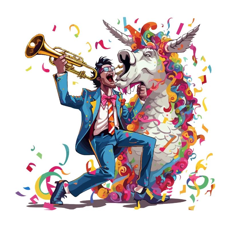 Trompeter und Regenbogen-Einhorn